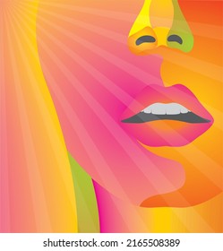 Abstract colorful face with ray effect. Vector illustration.