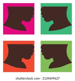 Abstract colorful face silhouette, vector