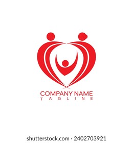 Abstract colorful Family and heart shape icon. Vector logo template.