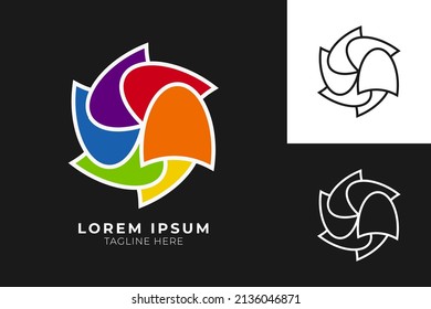 abstract colorful fantasy flower in rainbow colors. Vector Geometric Flower Symbol. Rainbow Isolated Icon. Rainbow flower logo. 