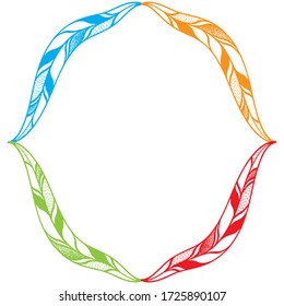 Abstract Colorful Feathers Blank Frame