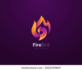Abstract colorful fire bird logo