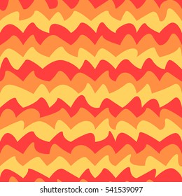 Abstract colorful fire or waves seamless pattern. Bright background in flat style.