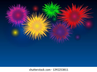 abstract colorful firework background on dark blue sky