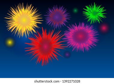 abstract colorful firework background on dark blue sky