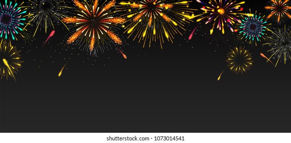 Abstract colorful fireworks background.