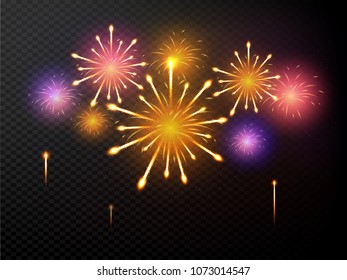 Abstract colorful fireworks background.