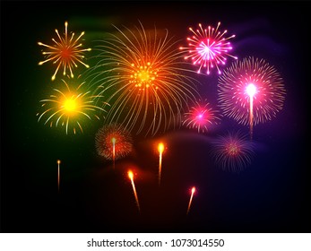 Abstract colorful fireworks background.