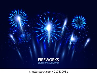 Abstract colorful fireworks background. Vector illustration. 