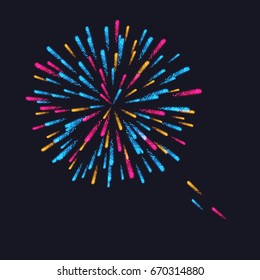 Abstract Colorful fireworks explosion on dark background. vector illustration 