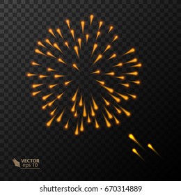 Abstract Colorful fireworks explosion on dark background. vector illustration 