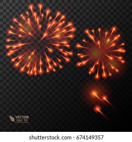 Abstract Colorful fireworks explosion on dark background. vector illustration