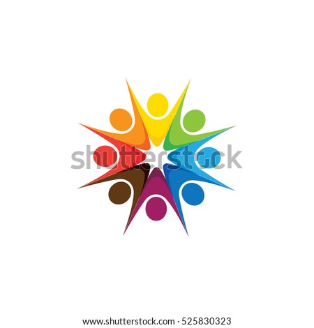 Abstract colorful five happy people vector logo icons as ring. This can also represent concept of children playing together or team building or group activity, unity & diversity