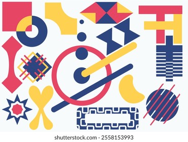 Abstract colorful flat geometric, template design with simple symbol shapes