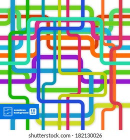 Abstract Colorful Flat Lines Seamless Pattern. Vector