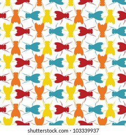 Abstract colorful flies texture background. Seamless pattern. Vector.