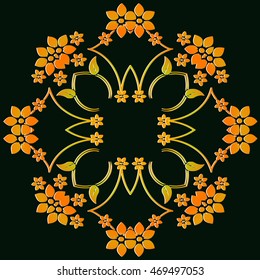 abstract colorful floral decorations shape on a dark background