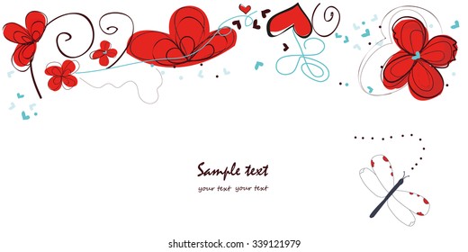Abstract colorful floral doodle banner vector background
