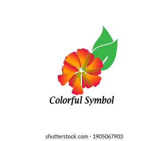Abstract colorful floral and green leaf symbol design