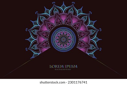 Abstract colorful floral pattern mandala art isolated on a dark background, luxury mandala for invitation card, wedding, banner, yoga, meditation poster design, circle pattern vector art element