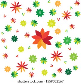 Abstract colorful floral pattern vector illustration on transparent background.