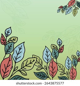 Abstract colorful floral vector illustration, ideal for spring or summer nature inspired textile or print designs and decorative green wallpaper with blank copy space for texts.