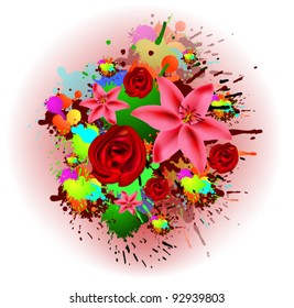 Abstract colorful flovers vector banner