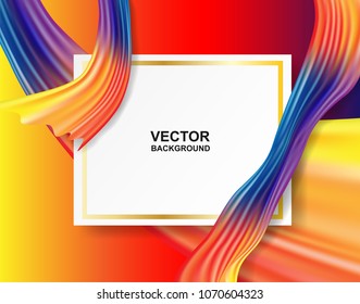 Abstract. colorful flow fabric background,  Wave shape and white frame on colorful color background , for  layout, leaflet, magazine ,brochure,page, poster. Vector illustration 
