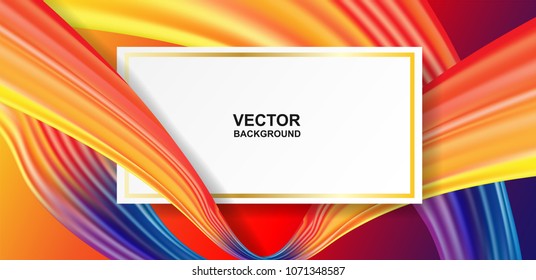 Abstract. colorful flow fabric background,  Wave shape and white frame on colorful color background , for  layout, leaflet, magazine ,brochure,page, poster. Vector illustration 
