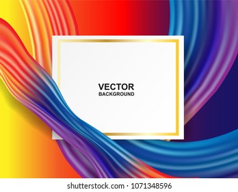 Abstract. colorful flow fabric background,  Wave shape and white frame on colorful color background , for  layout, leaflet, magazine ,brochure,page, poster. Vector illustration 
