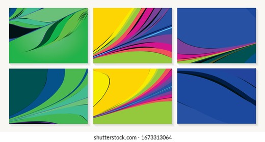 Abstrakte bunter Fließformen Hintergrundvorlage Set. Vektorillustration.