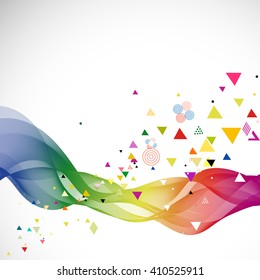 Abstract colorful flow wave and various triangle design on background, vector illustration