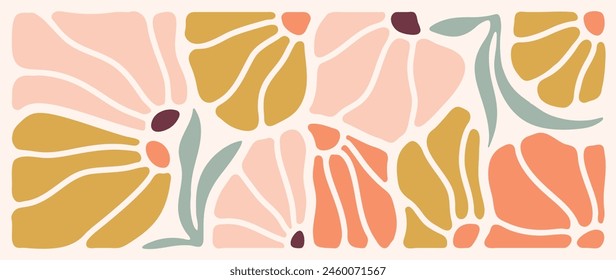 Abstract colorful flower background vector. Botanical wallpaper of tropical plants, flower, leaf branches, leaves. Floral design for banner, prints, decor, wall art, decoration.