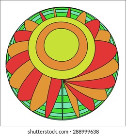 Abstract colorful flower in a circle