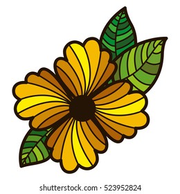 abstract colorful flower with leaves