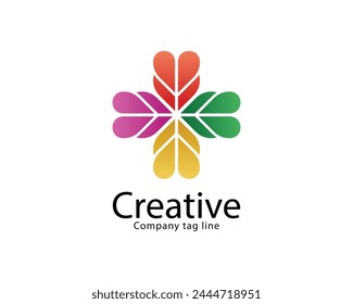 Abstract colorful flower logo template