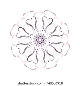 Abstract colorful flower mandala pattern with pencil brush style, vector design