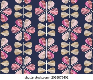Abstrakte bunter Blumenmuster. Retro-Blumen auf schwarzem Hintergrund.