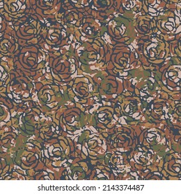 Abstract colorful flower textured pattern. Seamless batik black, brown yellow and green textured floral vector pattern.