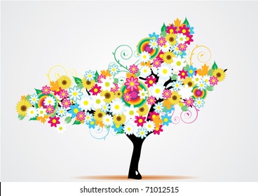 abstract colorful flower tree vector eps8