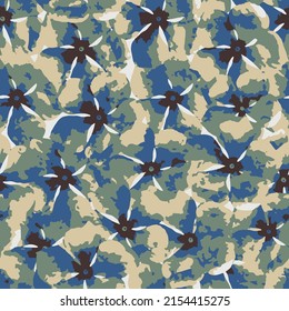 Abstract colorful flower vector pattern. Blue and green geometric texture floral pattern.