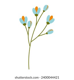 Abstract colorful flowering branch in trendy bright shades. Design element for springtime greetings