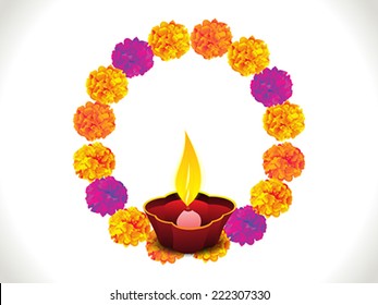 abstract colorful flowers circle diwali background vector illustration