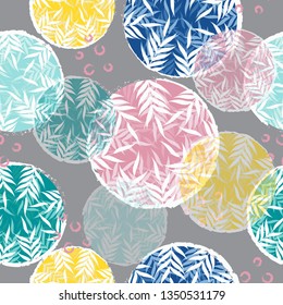 Abstract colorful flowers in geometric circle seamless floral surface pattern background vector illustration for design