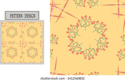 Abstract colorful flowers and line pattern design on bright background. use for wallpaper, template, banner, cover, fabric pattern
