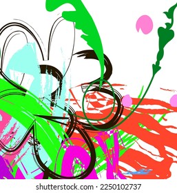 Abstract colorful flowers  paint brush and strokes, grunge texture background. colorful  nice hand drawn with painting for your design. Dgjital painting