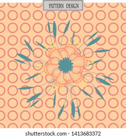 Abstract colorful flowers pattern design on polka dot background, use for wallpaper, template, banner, cover, fabric