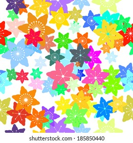 Abstract Colorful Flowers Seamless Pattern. Vector