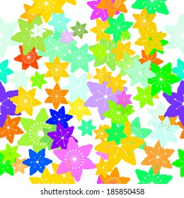 Abstract Colorful Flowers Seamless Pattern. Vector