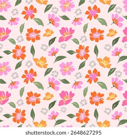 Abstract colorful flowers seamless pattern for fabric textile fashion print gift wrapping paper background.